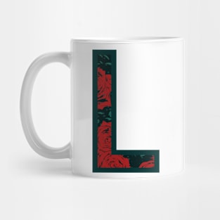 Modern Rose Floral Initial Name Alphabet - Letter L Mug